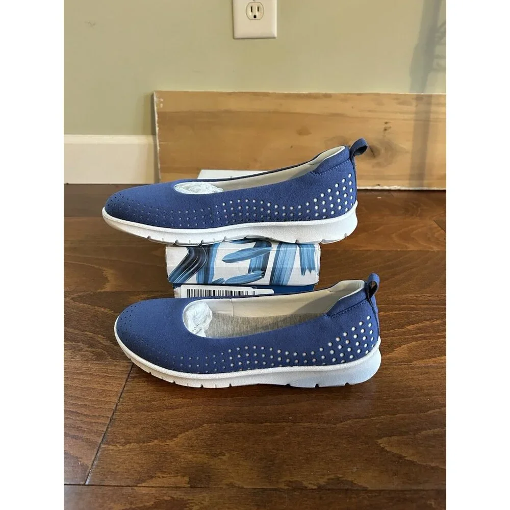 Clarks Women's Blue Step Allena Sea Loafer‎ Flat NEW Size 6.5 M Cloudsteppers